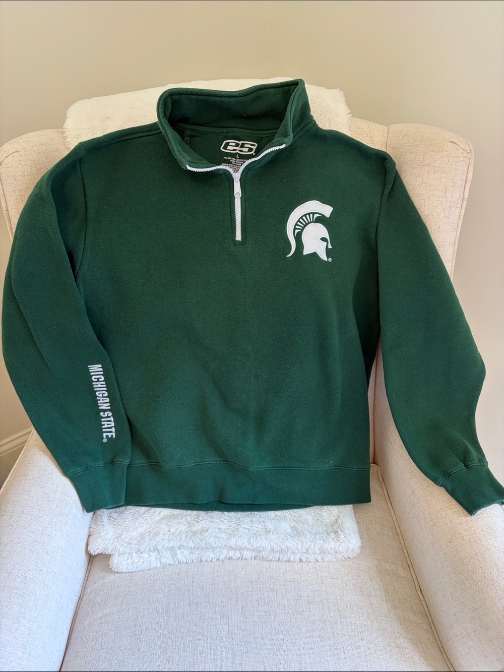 Men's Michigan State Green Quarter-Zip crew neck Pullover